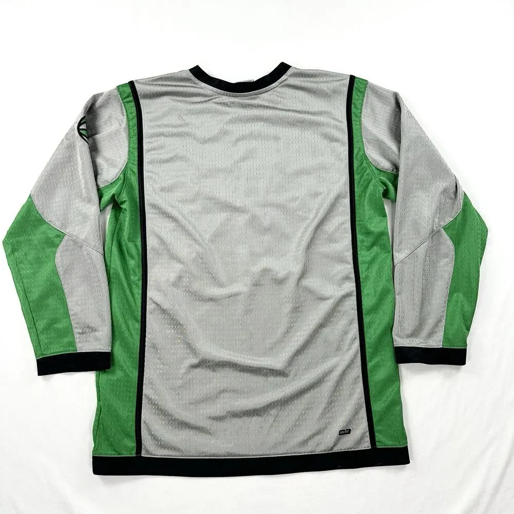 Nike Basketball Jersey Boys XL 18-20 Gray Green Long Sleeve Dri Fit Mesh